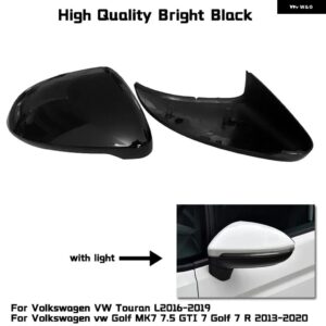 ブラックサイドウイングミラーカバー VW ゴルフ 7.5 MK7 7 GTD R GTI 6 パサート B7 CC シロッコ E- ゴルフ ポロ 6R 6C MK6 キャップ ジェッタ 6 MKVI - black 2