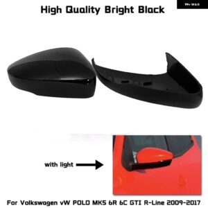 ブラックサイドウイングミラーカバー VW ゴルフ 7.5 MK7 7 GTD R GTI 6 パサート B7 CC シロッコ E- ゴルフ ポロ 6R 6C MK6 キャップ ジェッタ 6 MKVI - Black -3