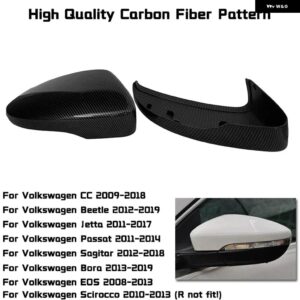 ブラックサイドウイングミラーカバー VW ゴルフ 7.5 MK7 7 GTD R GTI 6 パサート B7 CC シロッコ E- ゴルフ ポロ 6R 6C MK6 キャップ ジェッタ 6 MKVI - Carbon Fiber Look -1