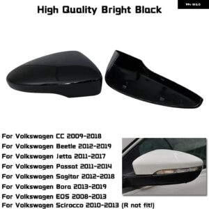 ブラックサイドウイングミラーカバー VW ゴルフ 7.5 MK7 7 GTD R GTI 6 パサート B7 CC シロッコ E- ゴルフ ポロ 6R 6C MK6 キャップ ジェッタ 6 MKVI - black 1