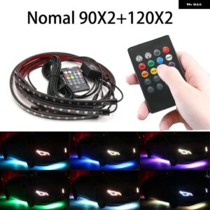 RGB LED ストリップ ミュージック リモコン ストリーマー チューブの下流れる アンダーグロー アンダーボディ システム ネオン ライト - Normal 60-90