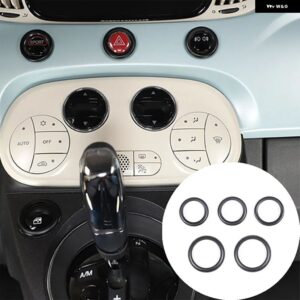 カー インテリア センターコンソール ガラスリフトハザード灯ボタントリムリング 装飾 ステッカー フィアット 500 2010-2022 自動車 - black