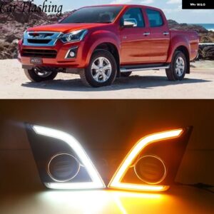 1ペア LED 車 DRL デイタイム ランニングライト フォグランプ いすゞ D-MAX DMAX 2016 2017 2018 ピックアップトラック黄色信号 - White