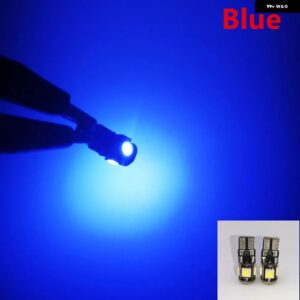 20個 T10 キャンバスホワイトブルーレッドイエローピンクグリーンアイスブルー 5SMD カーライト W5W 194 168 エラー電球 DC 12V - Blue