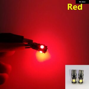 20個 T10 キャンバスホワイトブルーレッドイエローピンクグリーンアイスブルー 5SMD カーライト W5W 194 168 エラー電球 DC 12V - Red