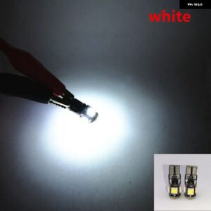 20個 T10 キャンバスホワイトブルーレッドイエローピンクグリーンアイスブルー 5SMD カーライト W5W 194 168 エラー電球 DC 12V - WHITE