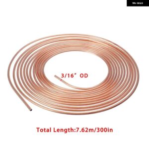 25フィート 7.62メートル ロールチューブコイル 外径3/16インチ 銅ニッケルブレーキパイプ ホース ライン 配管チューブ 防錆 16個のチューブナット付き - Type A No Nuts