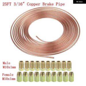 25フィート 7.62メートル ロールチューブコイル 外径3/16インチ 銅ニッケルブレーキパイプ ホース ライン 配管チューブ 防錆 16個のチューブナット付き - Type C