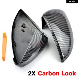2個 VW ゴルフ MK7 7.5 GTI 7 7R ミラーカバー キャップバックミラーケースカバー カーボンルックブライトブラックカバー - Carbon Look black