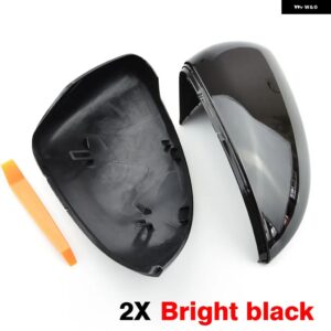 2個 VW ゴルフ MK7 7.5 GTI 7 7R ミラーカバー キャップバックミラーケースカバー カーボンルックブライトブラックカバー - Bright Black