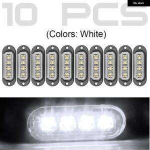 10個 12V 24V 4 LED サイドマーカー ライトトラックハザード灯 RV インジケータークリアランスレッドアンバートラフィックライトグリル信号ランプ - 10pcs White