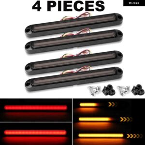 アップグレード LED ブレーキテール DRL ライト 12V 24V トラックトレーラー防水 4 線式赤黄色統合流水 ウィンカーランプ - 4PCs