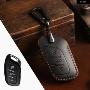 本革車リモートスマートキーカバー ケースホルダー シェル MG ZS HS EV MG5 MG6 MG7 MG3 EZS EHS GS 2018-21 - black
