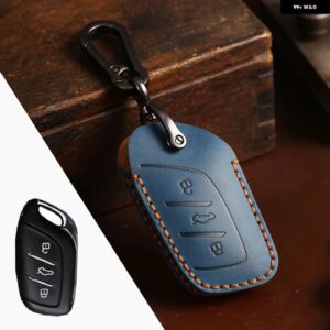 本革車リモートスマートキーカバー ケースホルダー シェル MG ZS HS EV MG5 MG6 MG7 MG3 EZS EHS GS 2018-21 - blue