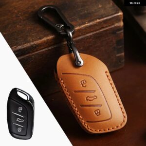 本革車リモートスマートキーカバー ケースホルダー シェル MG ZS HS EV MG5 MG6 MG7 MG3 EZS EHS GS 2018-21 - brown