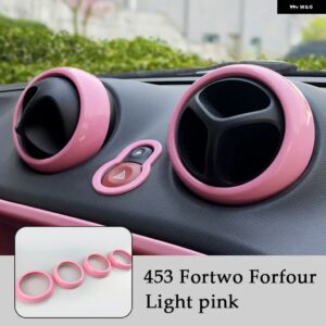 カーエアコン エアアウトレット リング 装飾 カバー カーボン ステッカー メルセデス スマート フォーツー フォーフォー 453 - Pink