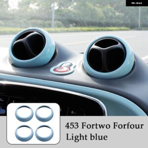 カーエアコン エアアウトレット リング 装飾 カバー カーボン ステッカー メルセデス スマート フォーツー フォーフォー 453 - Light Blue