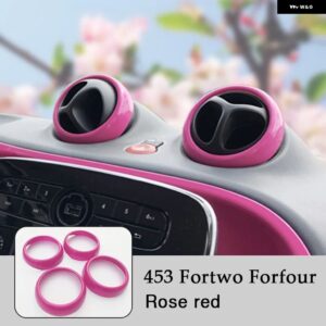 カーエアコン エアアウトレット リング 装飾 カバー カーボン ステッカー メルセデス スマート フォーツー フォーフォー 453 - Rose Red