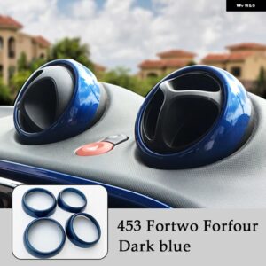 カーエアコン エアアウトレット リング 装飾 カバー カーボン ステッカー メルセデス スマート フォーツー フォーフォー 453 - Dark blue