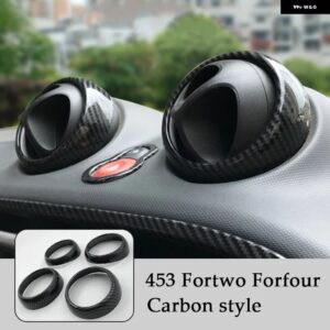 カーエアコン エアアウトレット リング 装飾 カバー カーボン ステッカー メルセデス スマート フォーツー フォーフォー 453 - CARBON