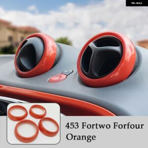 カーエアコン エアアウトレット リング 装飾 カバー カーボン ステッカー メルセデス スマート フォーツー フォーフォー 453 - Orange