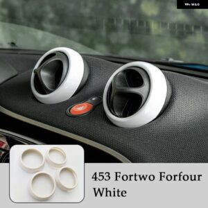 カーエアコン エアアウトレット リング 装飾 カバー カーボン ステッカー メルセデス スマート フォーツー フォーフォー 453 - White