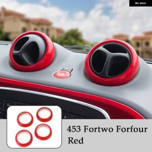 カーエアコン エアアウトレット リング 装飾 カバー カーボン ステッカー メルセデス スマート フォーツー フォーフォー 453 - red