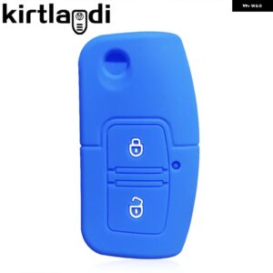 シリコンキーカバー ケースリモートシェル JMC VIGUS 5 VIGUS 3 搭乗ピックアップ 2 ボタンフリップ折りたたみキーホルダー ジャケット - blue