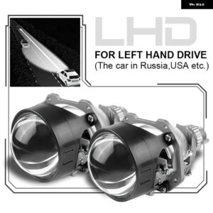 2.5インチ BI LED レンズホワイトエンジェルアイズ LED プロジェクターレンズ H4 H7 9005 HB3 9006 HB4 ヘッドライト アセンブリ ライト - 2x LHD No Shrouds