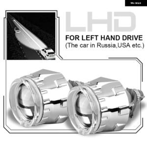 2.5インチ BI LED レンズホワイトエンジェルアイズ LED プロジェクターレンズ H4 H7 9005 HB3 9006 HB4 ヘッドライト アセンブリ ライト - 2pcs LHD Silver