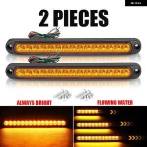 トレーラーウィンカーライト 15 LED リア テールライト 24V アンバーレッド流水インジケーター サイドメーカーライト フラッシュ DRL ライトバー - 2pcs Yellow 12V 24V