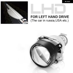 2.5インチ LED エンジェルアイズ バイキセノン プロジェクター レンズ ホワイト ブルー HALO DRL RETROH4 H7 ヘッドランプ レンズ ライト - 1xLHD without Shroud