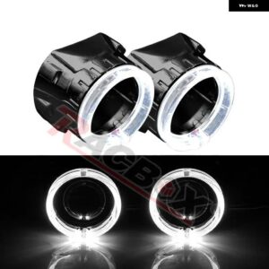 LED デイタイム ランニングライト エンジェルアイリング HALO ブラックシュラウドマスク DRL 2.5インチ HID キセノン ヘッドライト - 2x Black White Halo
