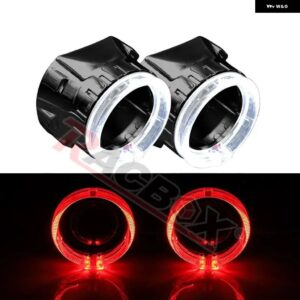 LED デイタイム ランニングライト エンジェルアイリング HALO ブラックシュラウドマスク DRL 2.5インチ HID キセノン ヘッドライト - 2x Black Red Halo