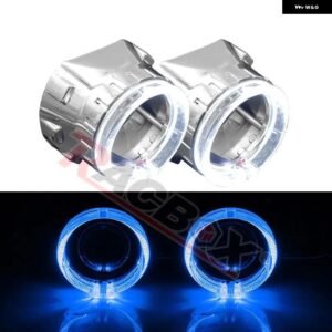 LED デイタイム ランニングライト エンジェルアイリング HALO ブラックシュラウドマスク DRL 2.5インチ HID キセノン ヘッドライト - 2x Silver Blue Halo