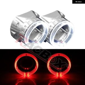 LED デイタイム ランニングライト エンジェルアイリング HALO ブラックシュラウドマスク DRL 2.5インチ HID キセノン ヘッドライト - 2x Silver Red Halo