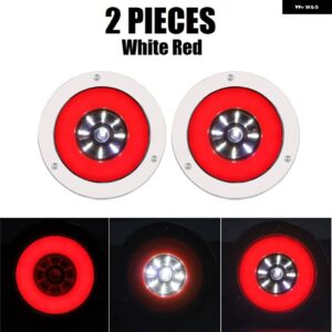 4インチ ラウンド LED テールライト 12V 24V トラックトレーラーブレーキストップライトリバースシグナルランプステンレス DRL LED ターン テールライト - 2pcs Red White