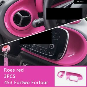 ダッシュボード トリムカバー センターコントロールパネルABSケース メルセデススマート453フォーツーフォーフォーカー インテリア - Rose Red