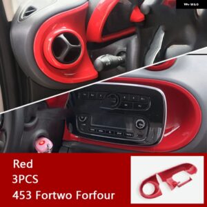 ダッシュボード トリムカバー センターコントロールパネルABSケース メルセデススマート453フォーツーフォーフォーカー インテリア - red