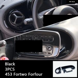 ダッシュボード トリムカバー センターコントロールパネルABSケース メルセデススマート453フォーツーフォーフォーカー インテリア - black