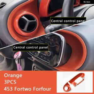 ダッシュボード トリムカバー センターコントロールパネルABSケース メルセデススマート453フォーツーフォーフォーカー インテリア - Orange