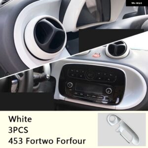 ダッシュボード トリムカバー センターコントロールパネルABSケース メルセデススマート453フォーツーフォーフォーカー インテリア - White