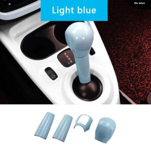 カーギアレバー ハンド ブレーキレバー 装飾 ステッカー カーボンカバー スマート フォーツー フォーフォー 453 内装 - Gear-light blue