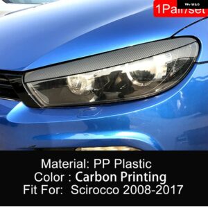 VW シロッコ 2008-2017 アイブロウ ヘッドライト 蓋ブラックカーボン PP プラスチック 外装チューニングアクセサリーパーツ