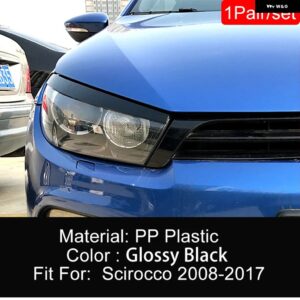 VW シロッコ 2008-2017 アイブロウ ヘッドライト 蓋ブラックカーボン PP プラスチック 外装チューニングアクセサリーパーツ