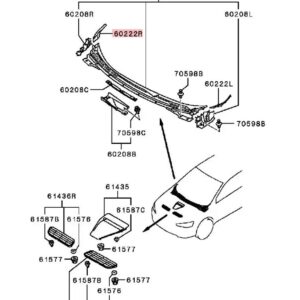 フロントウィンドウスクリーンウォーターディフレクターデッキプレートランサー CX CY CZ 7405A191 2008-2020 フロントガラス ワイパー カウルサイドトリム - right