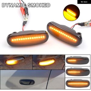 フィアット パンダ 169 グランデ プント インクル EVO DOBLO FIORINO LINEA IDEA 2個 ダイナミック LED サイドマーカー ライトリピーターウインカー ランプ - Dynamic Smoked