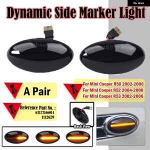 ミニ クーパー R50 R53 2002-2006 ダイナミック LED ウィンカー サイド マーカー ライト ミニ クーパー R52 2004-2008 LED サイド リピーター ランプ - Dynamic Smoked