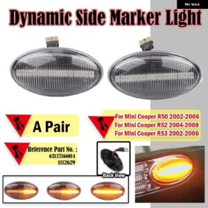 ミニ クーパー R50 R53 2002-2006 ダイナミック LED ウィンカー サイド マーカー ライト ミニ クーパー R52 2004-2008 LED サイド リピーター ランプ - Dynamic Crystal