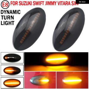 スズキ ペアダイナミック LED サイドマーカー ウィンカー ライトインジケーターアンバーリピーターカーライト スイフトジミービターラ SX4 ア - Dynamic Black Type